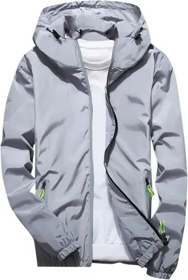 Women's Cycling Windbreaker Jacket, Waterproof Running Workout Rain Jackets, Packable Reflective Hiking Hoodie