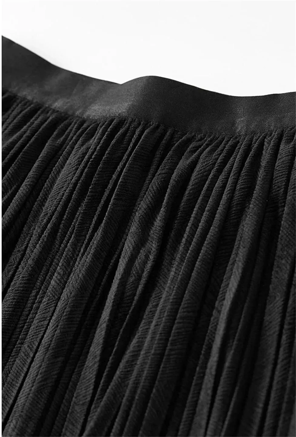 WomenS Fleece A-Line Midi Skirt Elegant Elastic Waist Folds Cake Skirt Loose Fit Casual Skirt