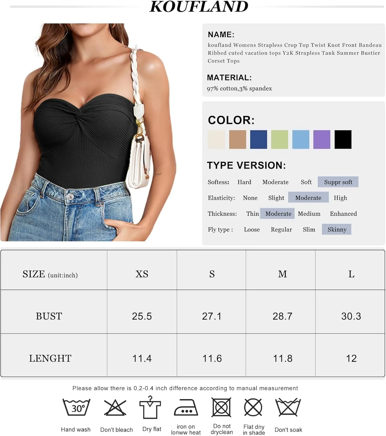 Womens Strapless Crop Top Twist Knot Front Bandeau Ribbed cuted Y2K Strapless Tank Summer Vacation Tops Corset